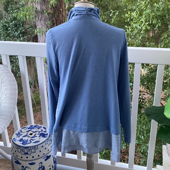 Logo by Lori Goldstein light blue logo lounge long sleeve open sweater cardigan - Picture 3 of 10